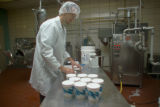 Making ice cream in the pilot plant at the University of Minnesota, Food Science and Nutrition building.