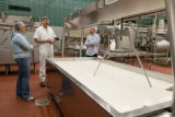 Making cheddar cheese in the Pilot Plant in the Food Science and Nutrition Building, St. Paul campus, University of MInnesota.