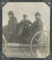 Mary Rogers riding in a carriage with two others