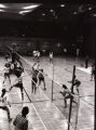 Action shot of UMD 1977 women's volleyball game