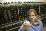 Katie Cook, Enology Project Leader doing sensory evaluation of Minnesota wines at the Horticultural Research Center.