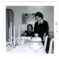 Mary Knight and Sylvia Silvola with the 25th Guild anniversary cake, Virginia, Minnesota