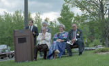 Speaker at dedication ceremony of the newly built Goldfine Apartments