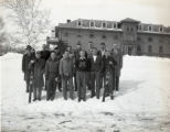 UMD 1959 ski team posed in front of Torrance Hall