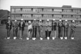 A group of people standing with shovels outside at the UMD Campus Center groundbreaking