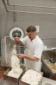Making cheddar cheese in the Pilot Plant in the Food Science and Nutrition Building, St. Paul campus, University of MInnesota.