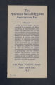 Publications. Pamphlets. ASHA Purposes. (Box 170, Folder 01)