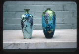 Chinese Cloisone vases Wistaria and Iris