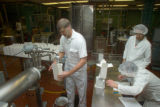 Making ice cream in the pilot plant at the University of Minnesota, Food Science and Nutrition building.
