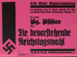 Erste offentl. Wahlversammlung. Es spricht: Pg. Pfister uber: Die bevorstehende Reischstagswahl