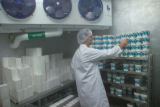 Making ice cream in the pilot plant at the University of Minnesota, Food Science and Nutrition building.