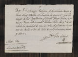 Ecclesiastical Affairs. Documents related to chaplaincies. Receipts for Alms Collected on behalf of the "capellania" of Horche, Spain 1824-1830. Receipt for alms collected, Horche, Spain, 1826.