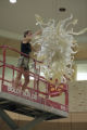 Installation of the Dale Chihuly chandelier in the Kathryn A. Martin Library at UMD